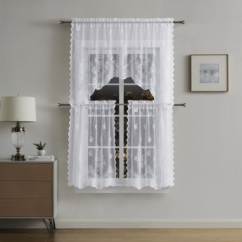 Red Barrel Studio® Floral Swag Kitchen Curtain Wayfair